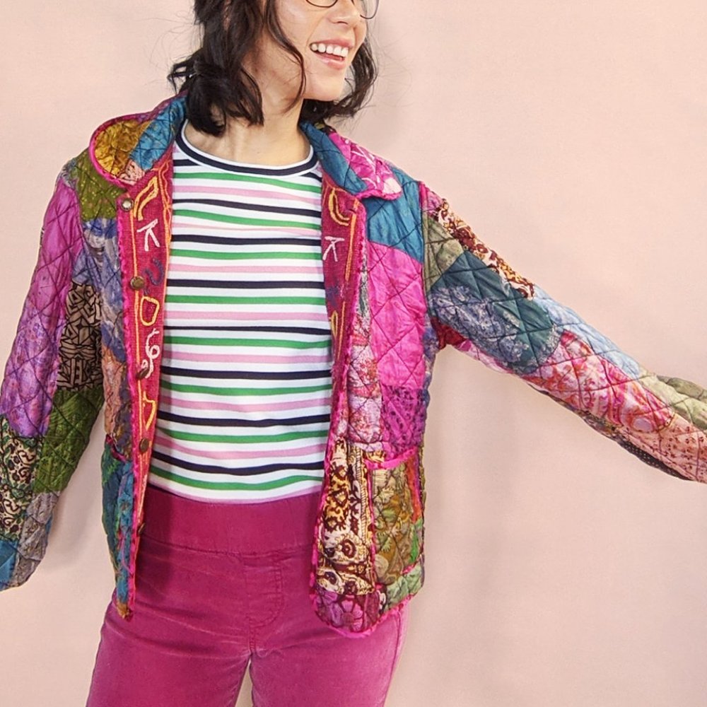 Vintage C:eed embroidered reversible pink jacket